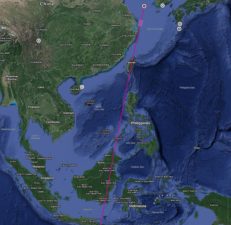 @LaunchStuff 推特帳號公布長征十一號運載火箭軌道圖，火箭將經過台灣上空。   圖：翻攝自@LaunchStuff 推特