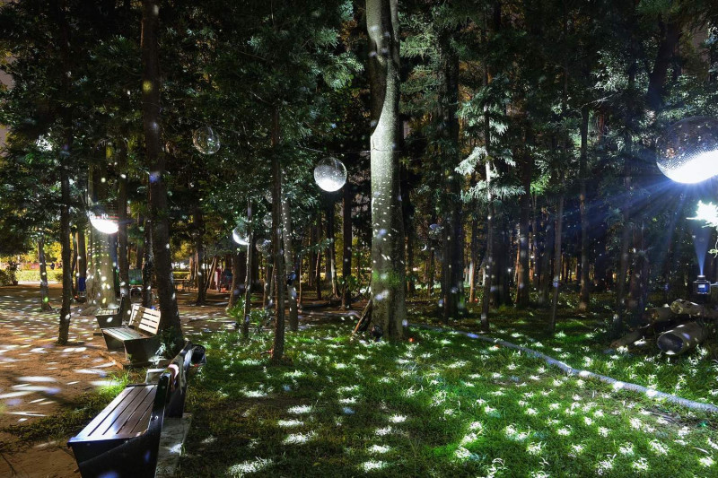 嘉義市政府推出的「光織影舞」展演，地點在北香湖公園。   圖：嘉義市政府/提供