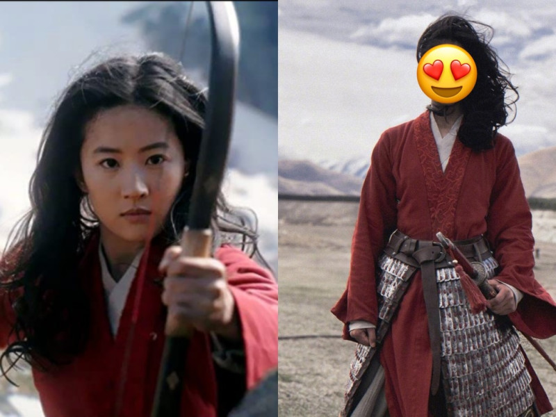 中國女星劉亦菲主演的電影《花木蘭》引發熱議，而擔任她武術替身演員照意外曝光，網友紛紛大讚「超美」。   圖：翻攝自劉亦菲微博、新浪娛樂微博