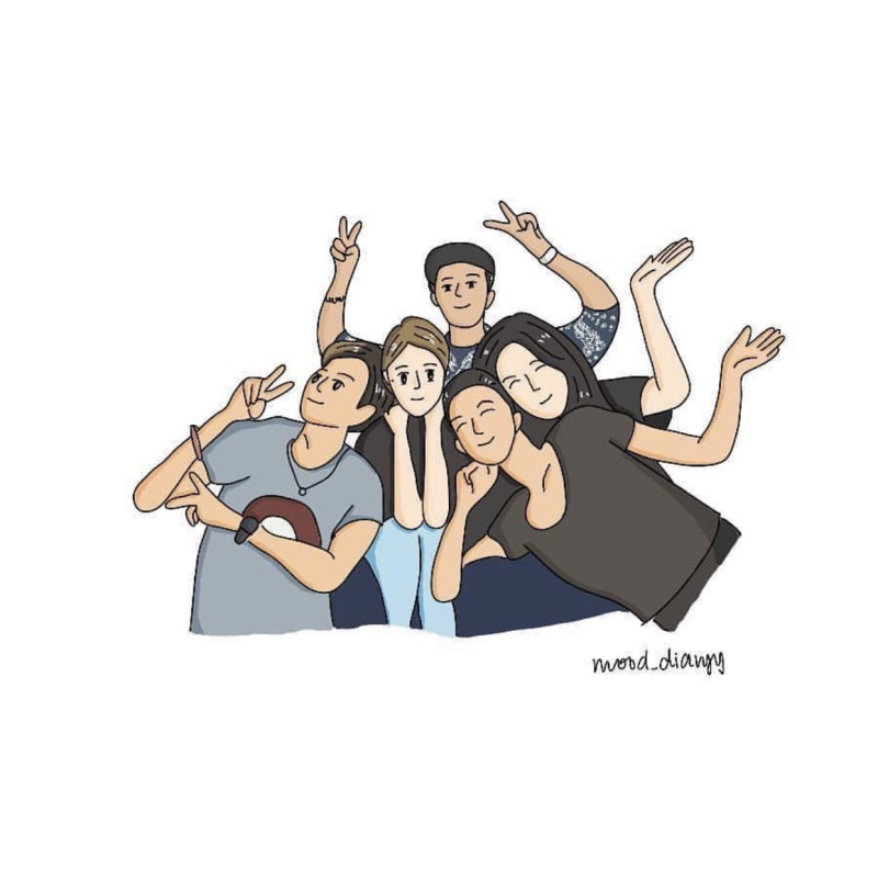 許瑋甯謝謝粉絲幫他們華岡五人幫畫的漫畫。   圖：翻攝Instagram