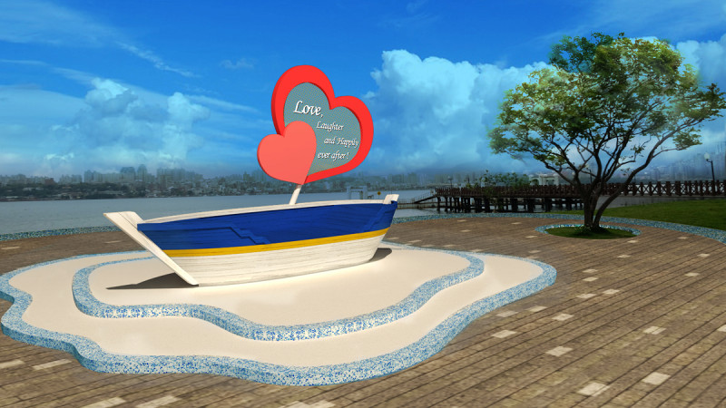 八里的愛之船「航向幸福」完整展現水岸碼頭意象。    圖：高灘地工程管理處／提供