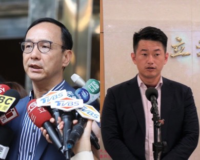 前國民黨主席朱立倫（左）、台灣基進黨立委陳柏惟（右）。   圖：新頭殼合成
