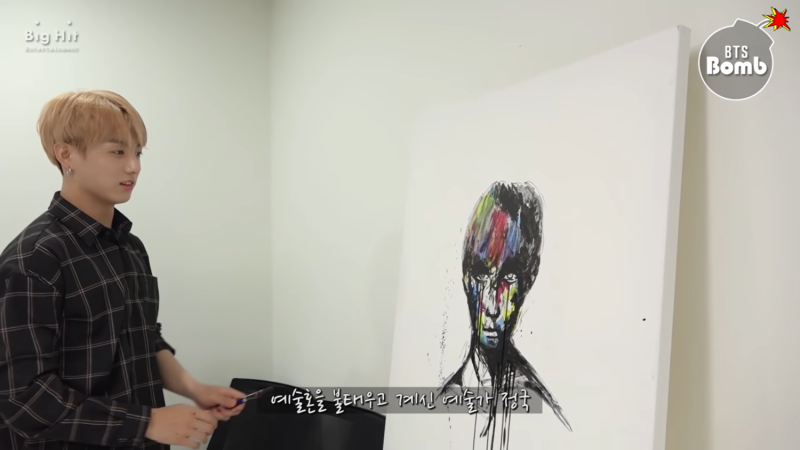 柾國曾親自畫出，BTS第二張專輯《WINGS》預告片中出現的男子肖像。   圖：截圖自YouTube BANGTANTV