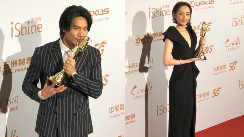 地55屆金鐘獎最佳男主角姚淳耀(左)與最佳女主角柯佳嬿(右)。   圖：楊瑾錚/攝