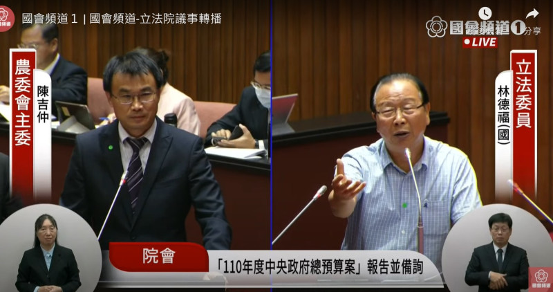 農委會主委陳吉仲備受國民黨立委批評。   圖：擷取自國會頻道