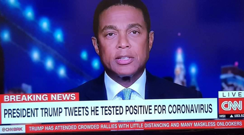 CNN今日報導，美國總統川普感染上了武漢肺炎。   圖：翻攝CNN報導畫面