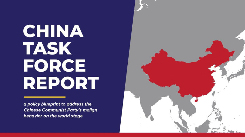 美眾議院抗中報告中，有眼尖網友發現紅色地圖的範圍中沒有包含台灣及南海九段線   翻攝自中國任務小組（China Task Force）官方推特
