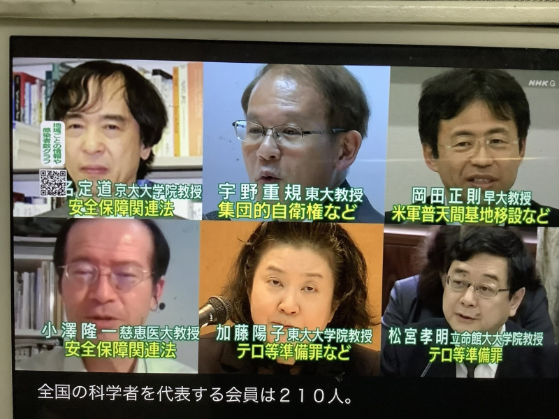 遭菅義偉排除的都是對安保體制以及檢察總長人事修法等有異議的學者。 圖：攝自NHK九點新聞