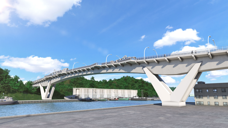 南方澳跨港大橋重建工程今日動土，設計理念為南方澳特產「鯖魚」。   圖：蘇花改工程處／提供
