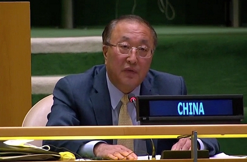 中國駐聯合國大使張軍。   圖 : 翻攝自央視新聞