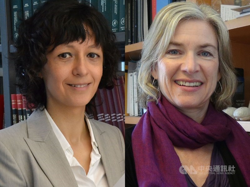 2020年諾貝爾化學獎得主今天揭曉，由夏龐蒂耶（Emmanuelle Charpentier）和道納（Jennifer A. Doudna）獲獎。   圖 : 中央社