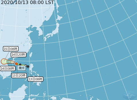 氣象局預測南卡颱風未來路徑。   圖：中央氣象局/提供
