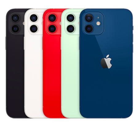 iPhone 12及12 mini含黑、白、海軍藍、珊瑚綠、紅等5種顏色。   圖：翻攝自Apple