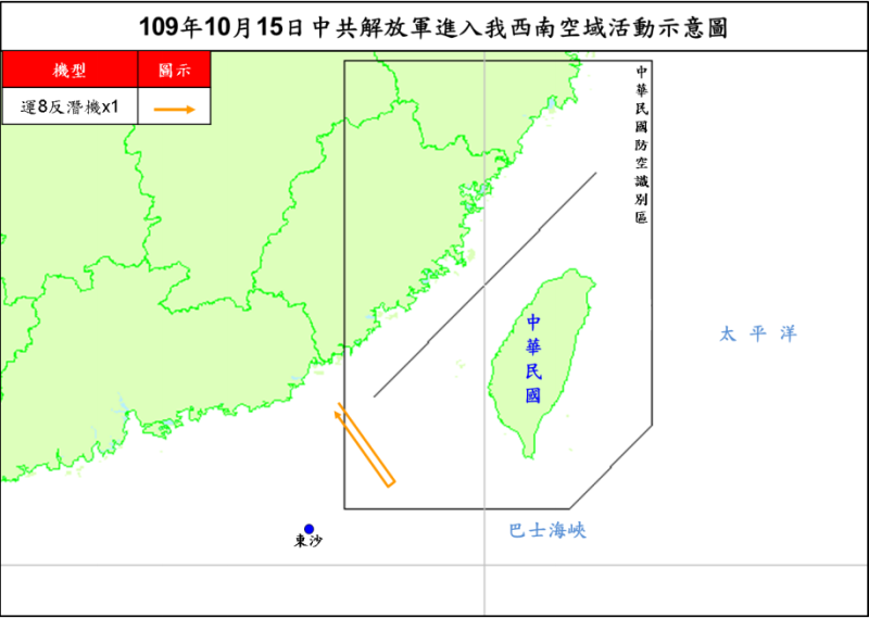 共機第18度擾台！「運8反潛機」，15日晚間侵入我西南空域。   圖：取自國防部網頁