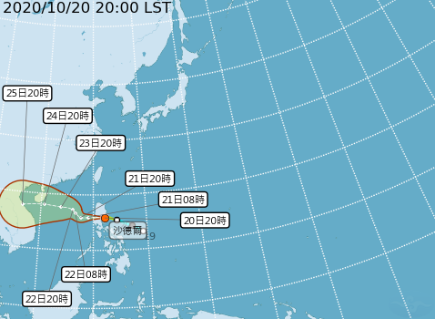 氣象局預估第17號颱風沙德爾的路徑。   圖：中央氣象局/提供