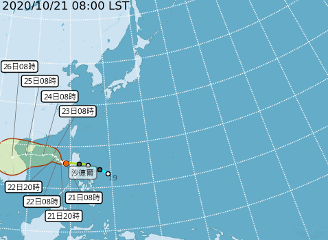 氣象局預估輕颱沙德爾未來路經。   圖：中央氣象局/提供