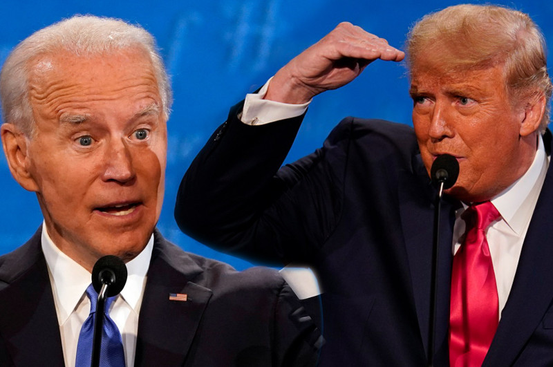 美國總統大選最後一場辯論今天登場，總統川普(右)與民主黨對手拜登。   圖 : 新頭殼合成