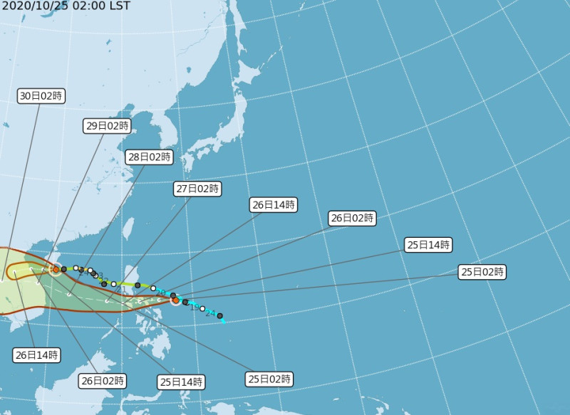 今年第18號颱風「莫拉菲」生成，周三到周四恐為台灣帶來水氣。   圖/氣象局
