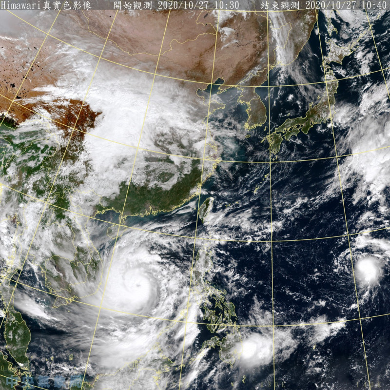 台灣西南方海面上的中颱莫拉菲目前以每小時24公里速度，向西北西進行。   圖：中央氣象局/提供
