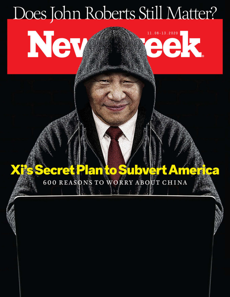 美國《新聞週刊》以「習近平密謀顛覆美國─600個擔心中國的理由」為標題，直指中國在美國總統大選前引起混亂，企圖影響選情。   圖：翻攝Newsweek臉書