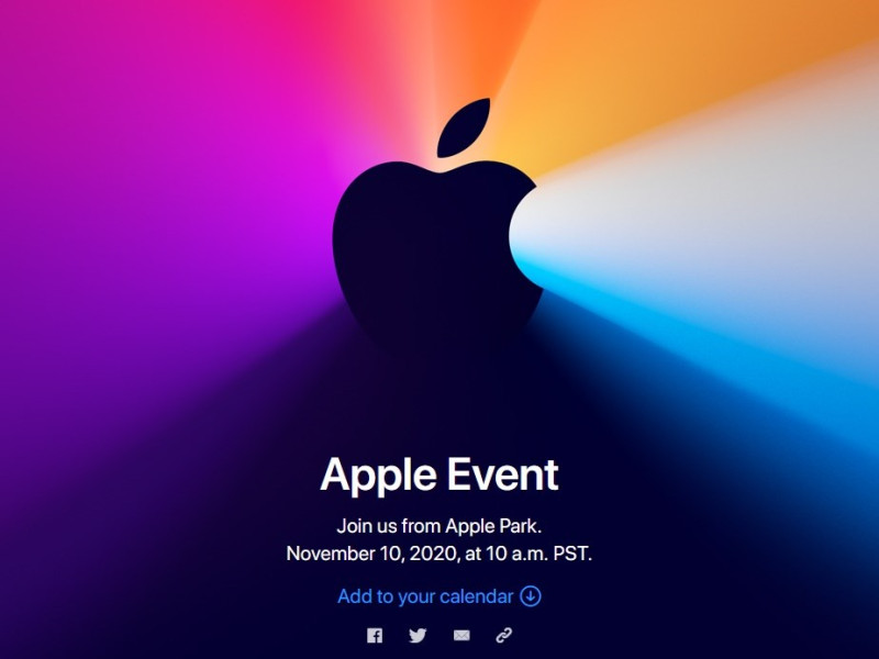 蘋果發出邀請函，宣告第三場發表會將於11月10日晚上10時（台灣時間11月11日凌晨2時）正式登場！   圖：取自官網