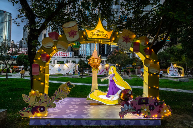「迪士尼公主的童話森林」第三站：長髮公主 希望高塔。   圖：新北市觀光旅遊局／提供