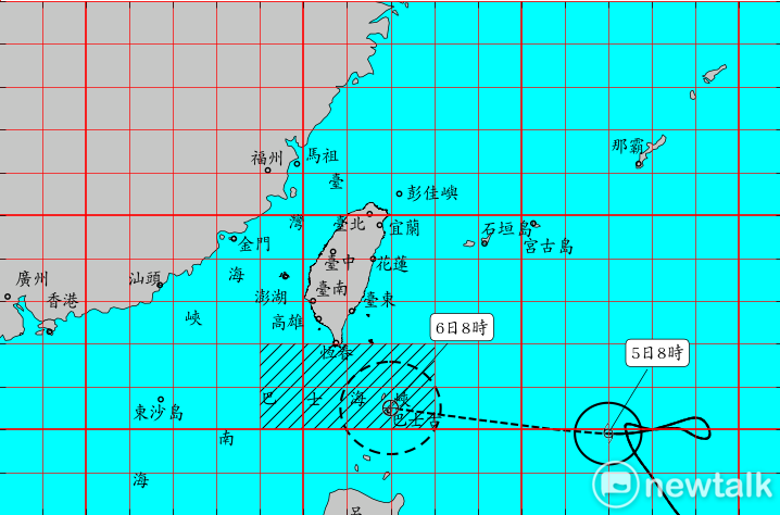 中央氣象局今日上午發布閃電颱風海上警報。   圖：中央氣象局提供