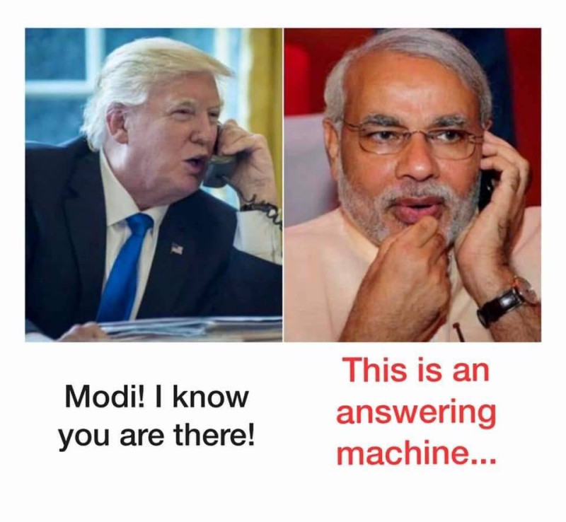 川普聯絡了印度總理莫迪，但印度總理卻回答他，「這是電話留言機！」   圖：翻攝自網路