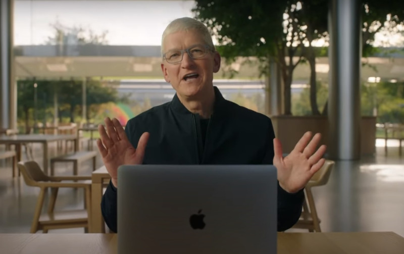 蘋果正式發表採用自家處理器的MacBook電腦。   圖：取自蘋果直播影片