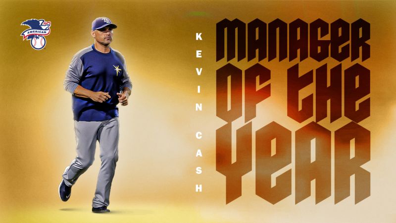 光芒總教練Kevin Cash獲得美聯最佳總教練。   圖／取自MLB　Twitter