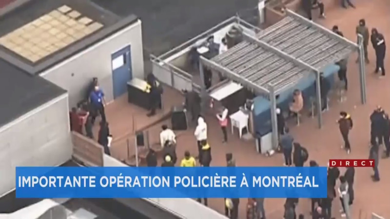 Ubisoft蒙特婁驚傳人質挾持事件，媒體空拍拍攝到頂樓人員正打算用垃圾桶封住頂樓門口。   圖：翻攝自 Le Journal de Montreal
