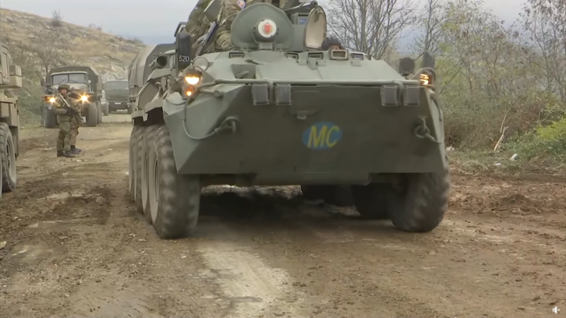 俄方以「維和」之名派遣大量兵力進駐納卡。   圖：翻攝自俄羅斯國防部臉書
