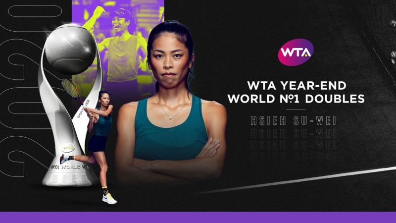 WTA今(17)日公布2020年終女子單、雙打排名，我國網球一姊謝淑薇榮登女雙年終球后。   圖／取自WTA官網