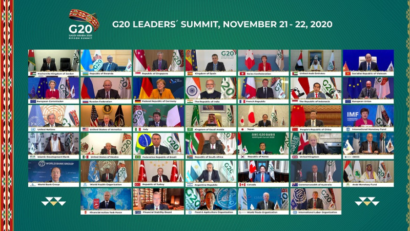 此次G20高峰會由沙烏地阿拉伯其主辦，採視訊方式。   圖：翻攝自G20推特