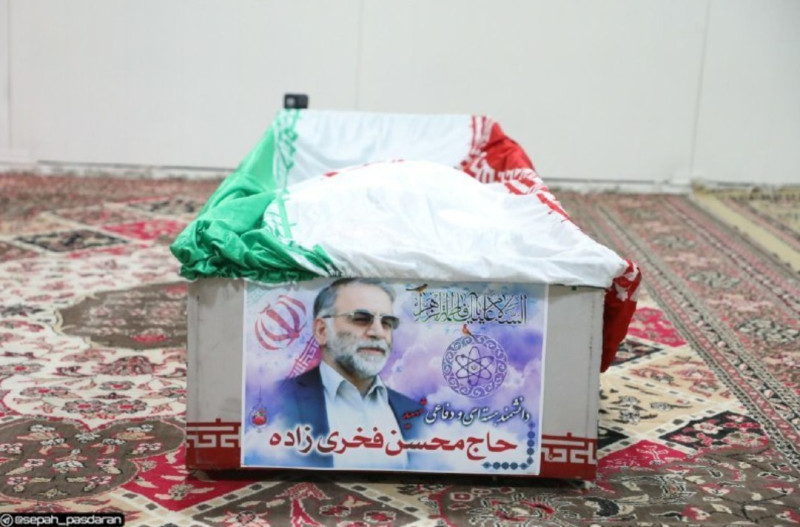 伊朗將首席核武專家法克里薩德（Mohsen Fakhrizadeh）遭狙殺身亡歸咎於以色列與美國，並誓言展開報復。   圖 : 翻攝自推特