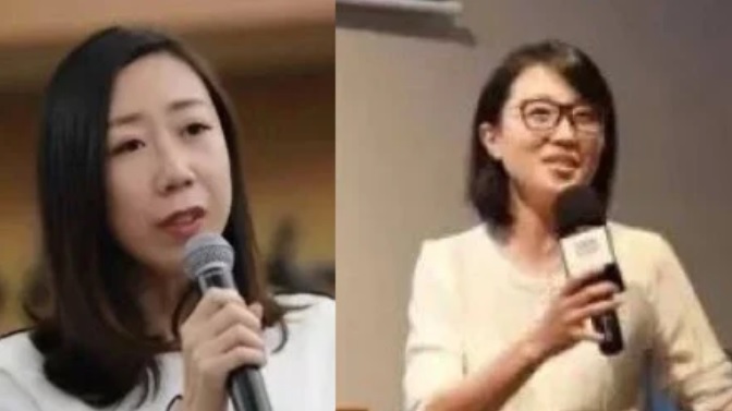被指為中國《環球時報》總編輯胡錫進的2名「情婦」，照片在微博被曝光，左為高穎、右為張楠伊。   圖：翻攝自《看中國》/微博照片