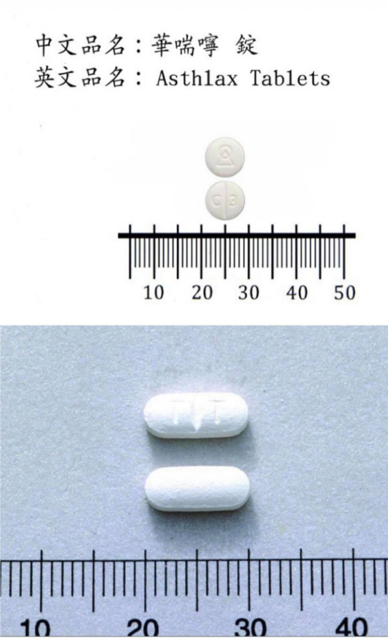 食藥署今宣布，2款藥物市面常用藥物：華喘嚀錠、希敏克膜衣錠，分別因外觀有汙點、外包裝降解物質超標下架。   圖：食藥署/提供，合成：新頭殻