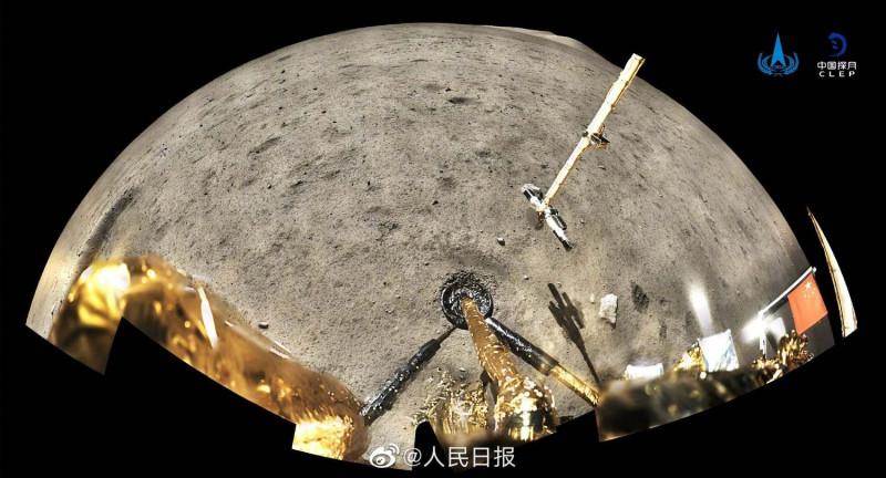 中國國家航天局公佈探月工程嫦娥五號探測器登陸月球。   圖/人民日報