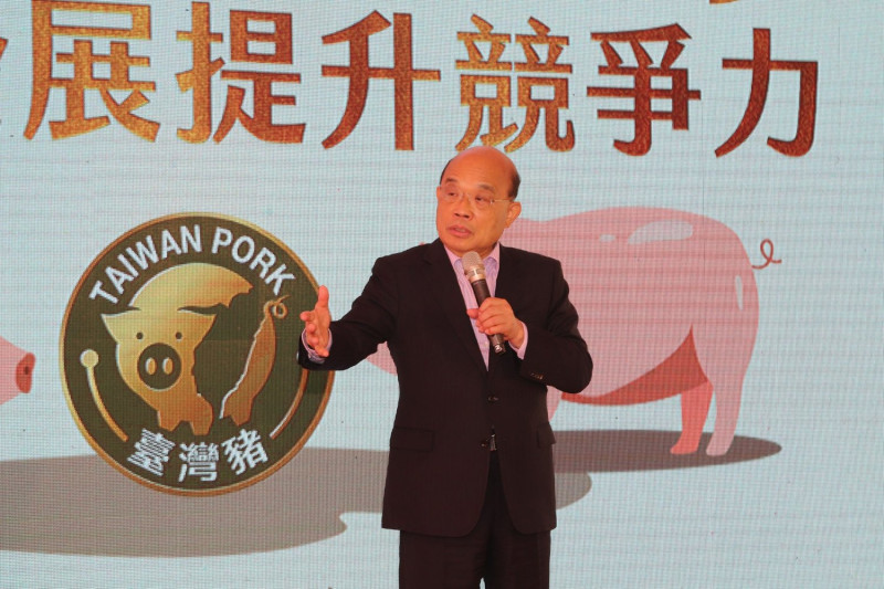 蘇貞昌表示，為使台灣肉品知名度得以提升，硬體設備也必須跟上國際的標準，期望企業能與政府一同合作，有效打造高品質的產業鏈。   圖：翻攝自陳明文臉書