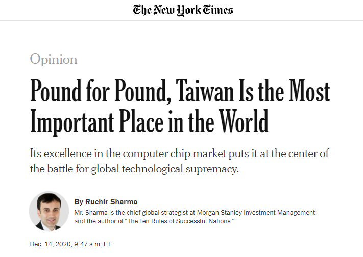 紐約時報稱台灣是最重要的地方。   圖：翻攝紐約時報