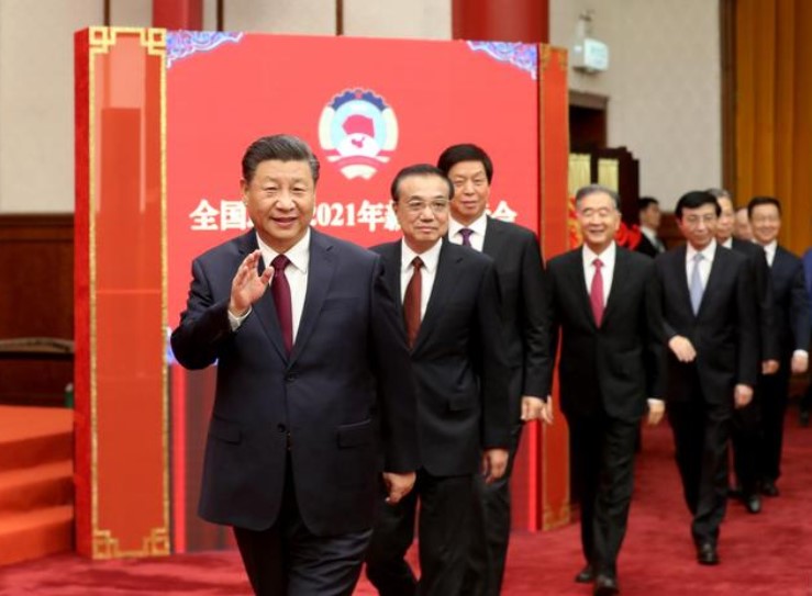 中國領導層出席中國政協新年茶話   圖:擷取自百度