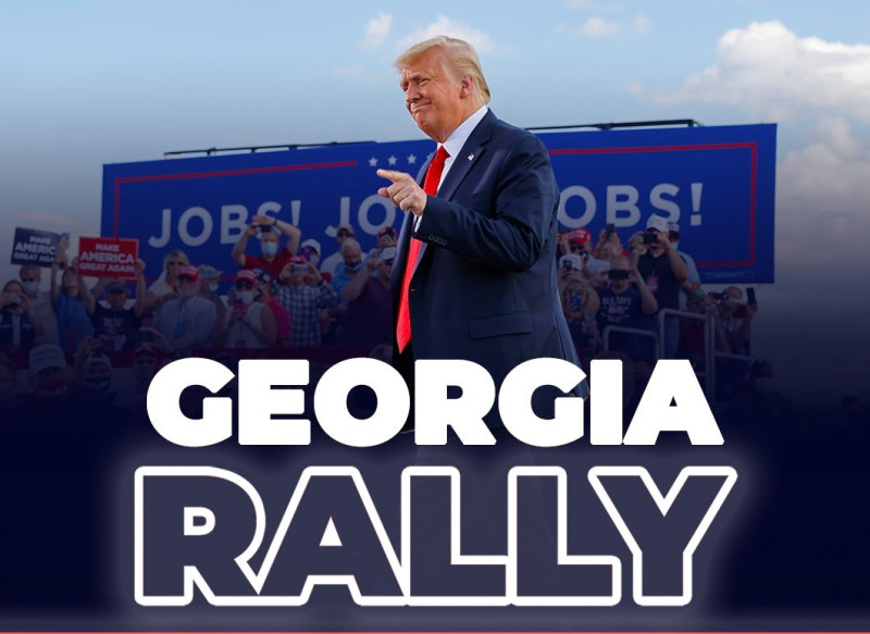 為了替共和黨喬治亞州參議員候選人補選，美國總統川普前往當地拉票。   圖：翻攝自Donald J. Trump臉書
