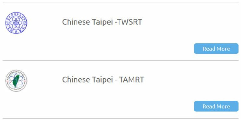 國際醫事放射師聯盟（ISRRT）將「台灣」，改名為「中華台北」。   圖 : 翻攝自ISRRT官網。