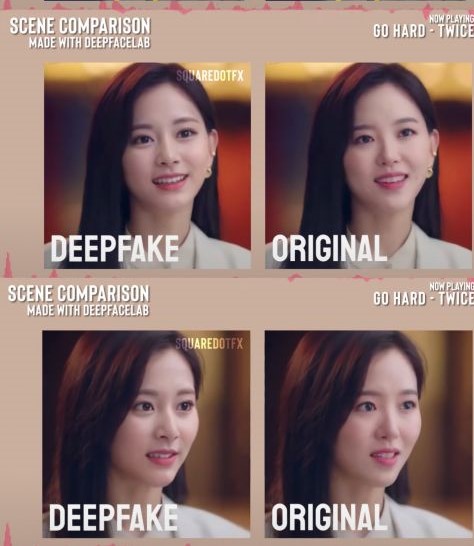 許多女藝人的臉被非法合成至色情影片，讓韓網發起抵制deepfake換臉技術。(圖為子瑜的臉被合成至韓劇女主角)   圖：翻攝自YouTube squaredotfx