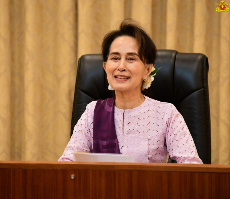 緬甸領袖翁山蘇姬。   圖：取自緬甸全國民主聯盟官網（資料照）