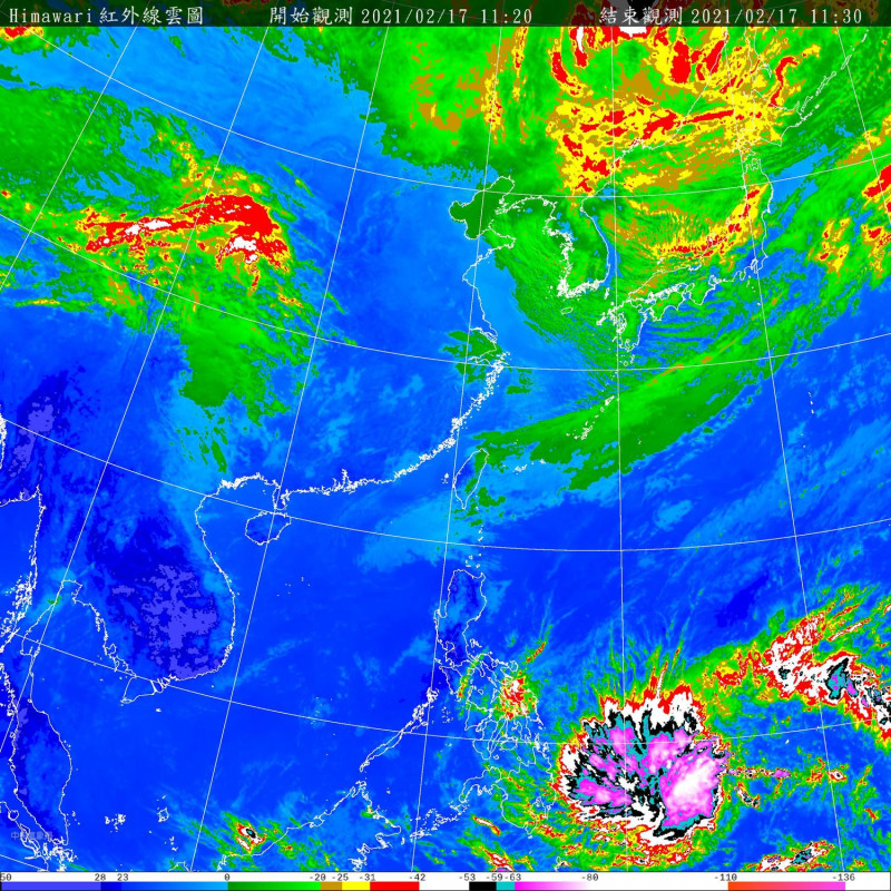 氣象局表示，位於菲律賓東方的熱帶低壓有機會24小時內發展成颱風，其水氣預計下週一、二會影響台灣。   圖：中央氣象局／提供