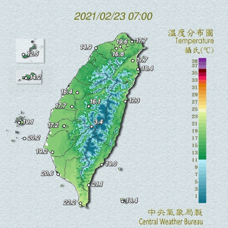 受到東北風稍微增強影響，今天北台灣雲量增多，白天高溫略降。   圖：中央氣象局/提供