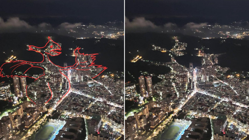 台北101秘密百萬夜景—噴火龍對照圖。   圖：台北101/提供