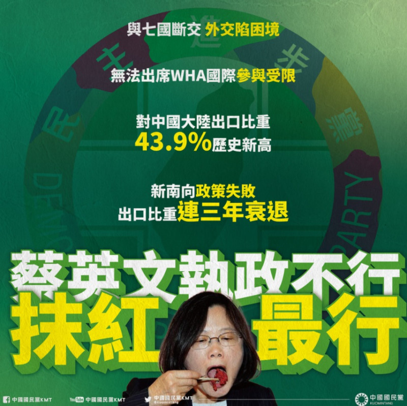 國民黨不滿蔡英文總統在黨務座談的言論，並稱蔡英文「抹紅」   圖 : 翻攝自中國國民黨 KMT臉書