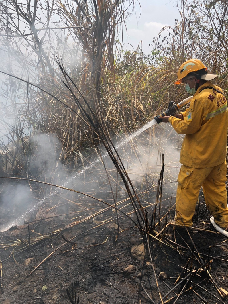 阿里山森林火災經過森林護管員、消防人員、空勤及陸航特直升機，目前仍有2處火點，目前現場還是有大批人員不間斷在投入救災中。   圖：翻攝自阿里山國家森林遊樂區臉書